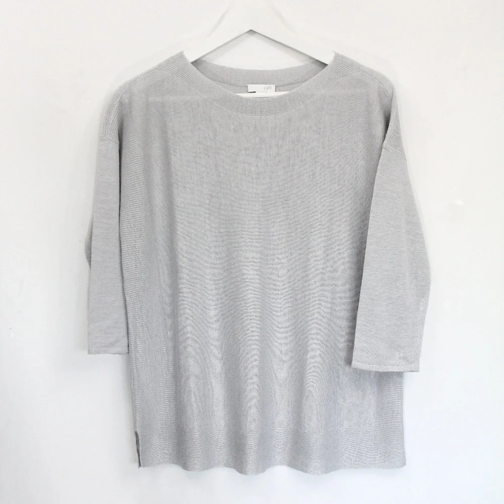 J Jill Lightweight Sweater Women XS Linen Blend Top casual gray